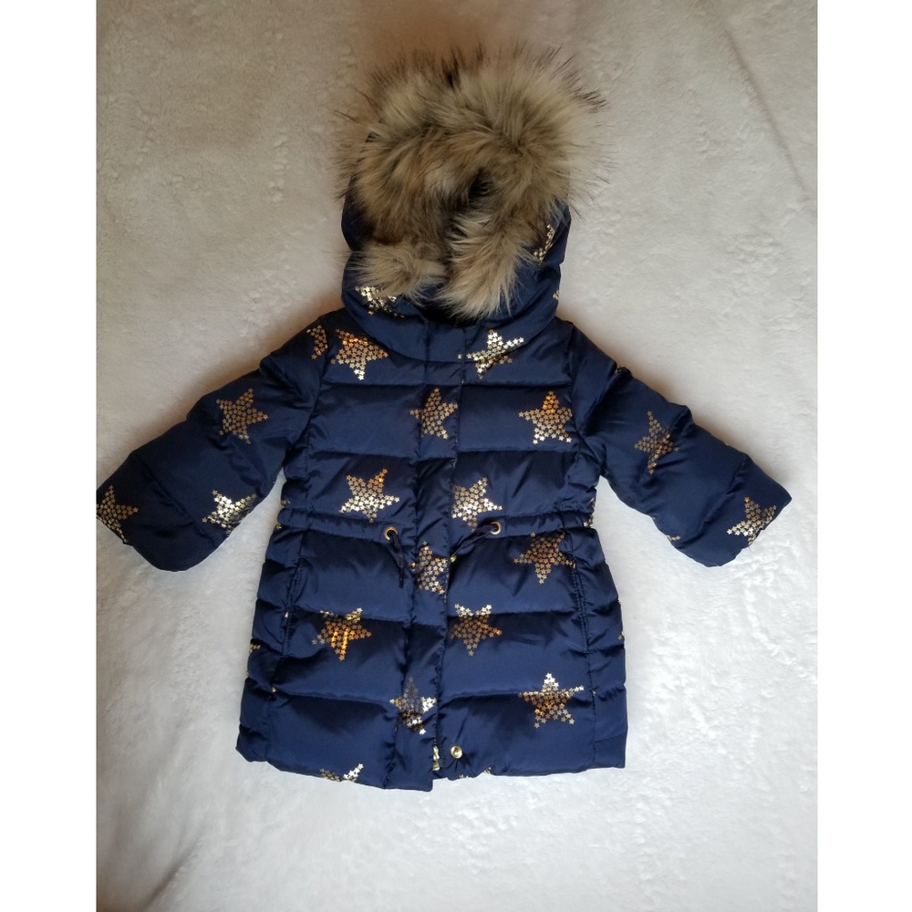 Navy Baby Gap Down Puffer Jacket Gold Stars